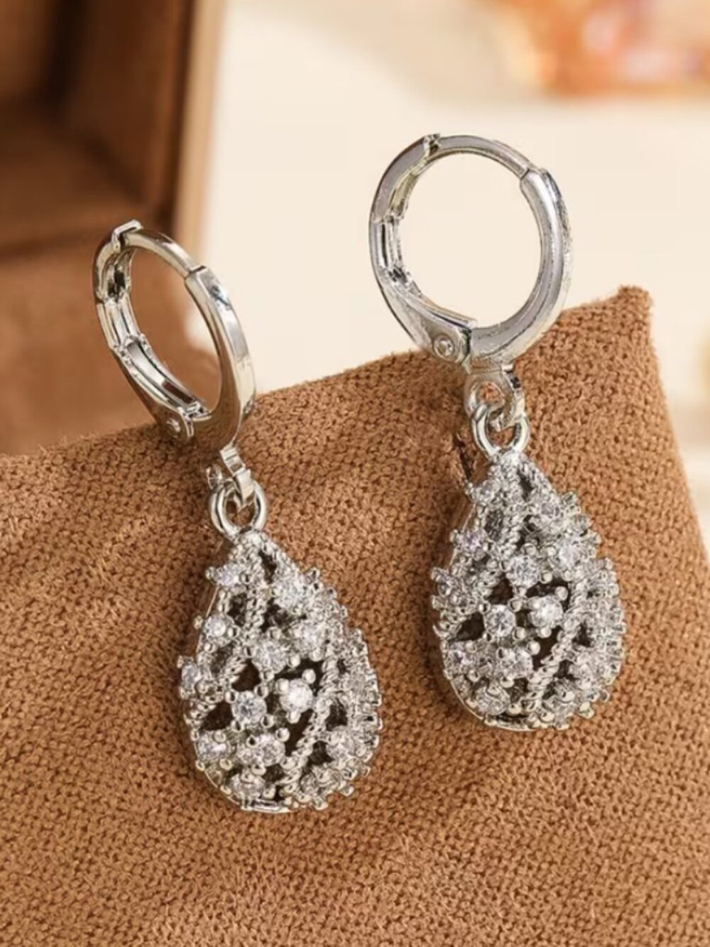 14K White Gold Womens 2ct Diamond Hanging Drop Ball Earrings 14 K Silver Jewelry